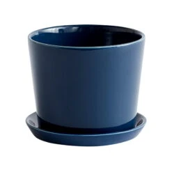 HAY Botanical Family Pot And Saucer, M, Dark Blue