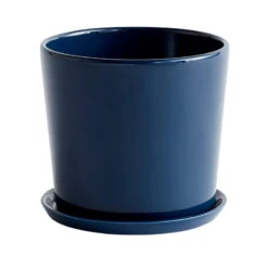 HAY Botanical Family Pot And Saucer, L, Dark Blue