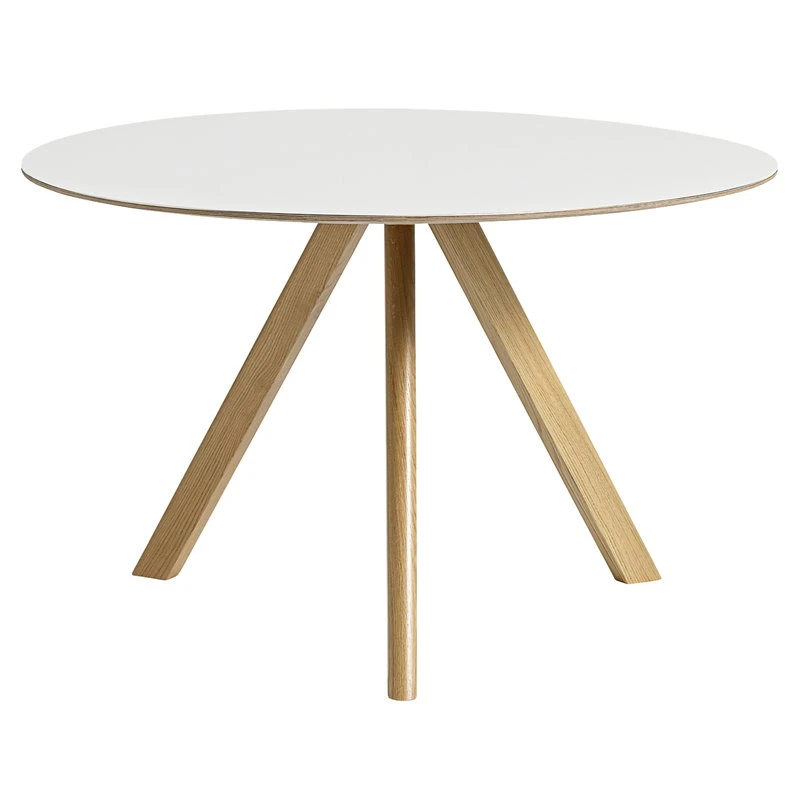 HAY CPH20 Round Table, 120 Cm, Lacquered Oak - White Laminate 1 HAY CPH20 Round Table, 120 Cm, Lacquered Oak - White Laminate