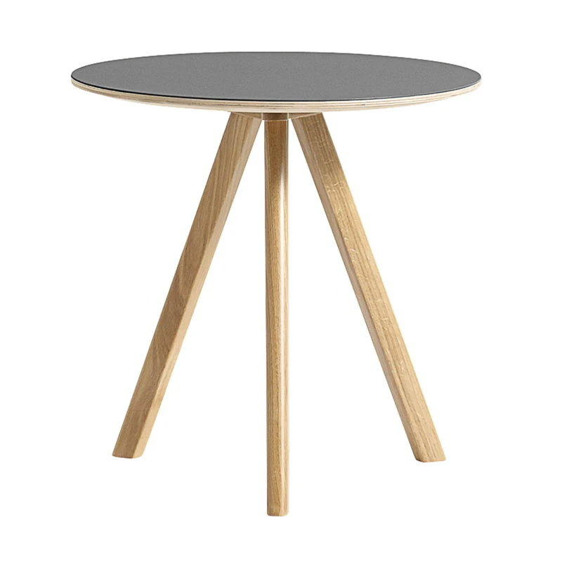 HAY CPH20 Round Table, 50 Cm, Lacquered Oak - Grey Lino 1 HAY CPH20 Round Table, 50 Cm, Lacquered Oak - Grey Lino