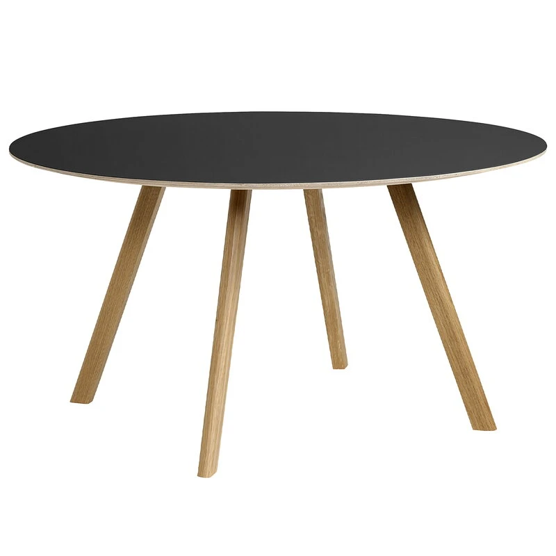 HAY CPH25 Table Round, 140 Cm, Lacquered Oak - Black Lino 1 HAY CPH25 Table Round, 140 Cm, Lacquered Oak - Black Lino