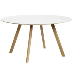 HAY CPH25 Table Round, 140 Cm, Lacquered Oak - White Laminate