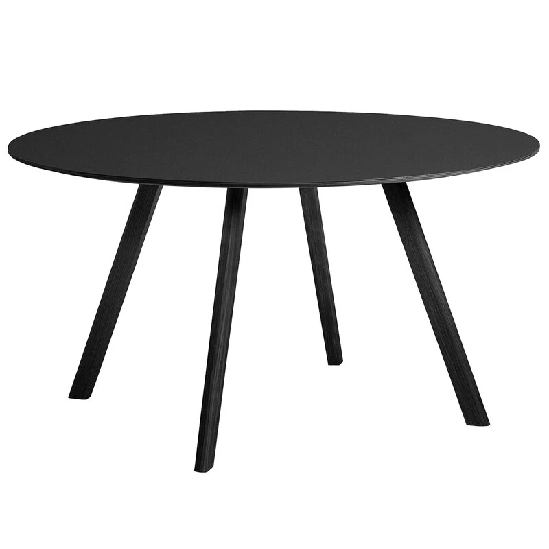 HAY CPH25 Table Round, 140 Cm, Black Lacquered Oak - Black Lino 1 HAY CPH25 Table Round, 140 Cm, Black Lacquered Oak - Black Lino
