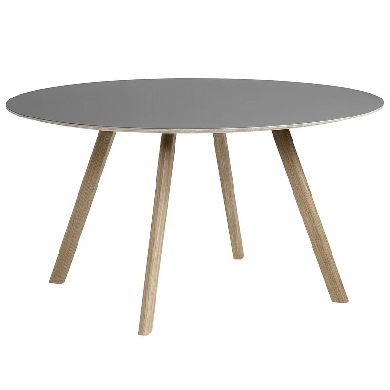 HAY CPH25 Round Table ,140 Cm, Soaped Oak - Grey Lino 1 HAY CPH25 Round Table ,140 Cm, Soaped Oak - Grey Lino