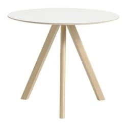 HAY CPH20 Round Table 90 Cm, Lacquered Oak - White Laminate