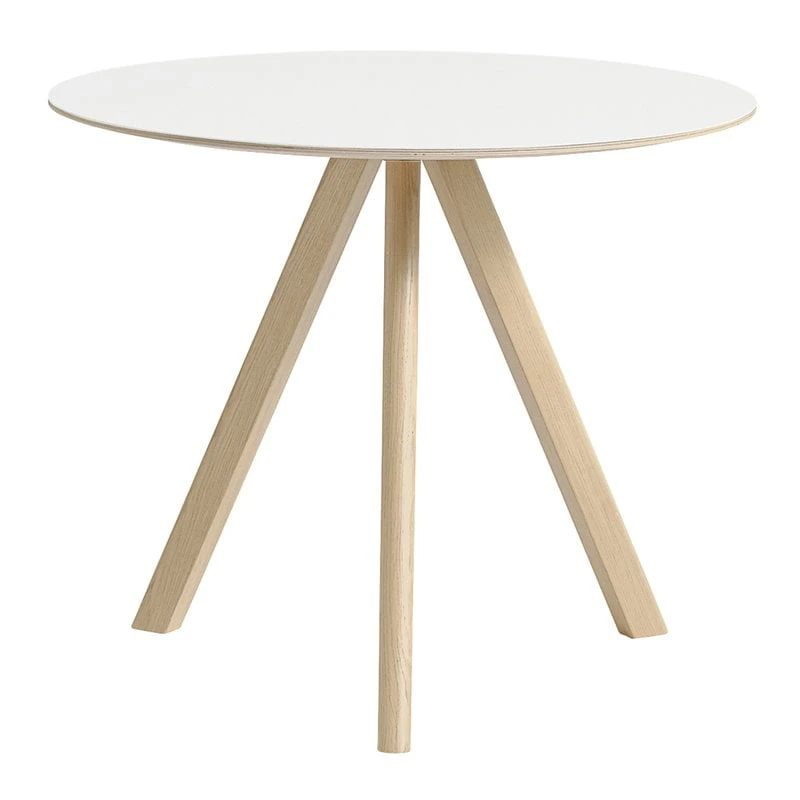 HAY CPH20 Round Table 90 Cm, Lacquered Oak - White Laminate 1 HAY CPH20 Round Table 90 Cm, Lacquered Oak - White Laminate