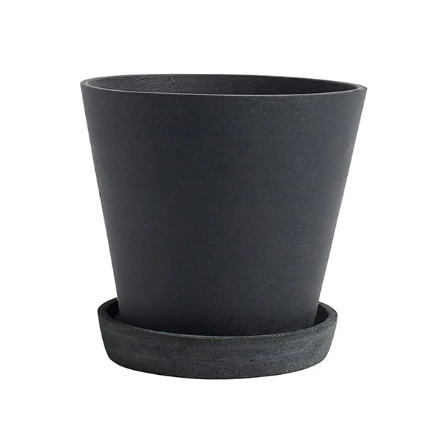 HAY Flowerpot And Saucer, L, Black 1 HAY Flowerpot And Saucer, L, Black