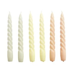 HAY Twist Candles, Set Of 6, Grey Beige - Citrus - Nude