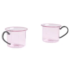 HAY Glass Cup, 2 Pcs, Pink With Grey Handle