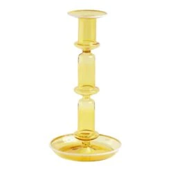 HAY Flare Candleholder, Tall, Yellow With White Rim