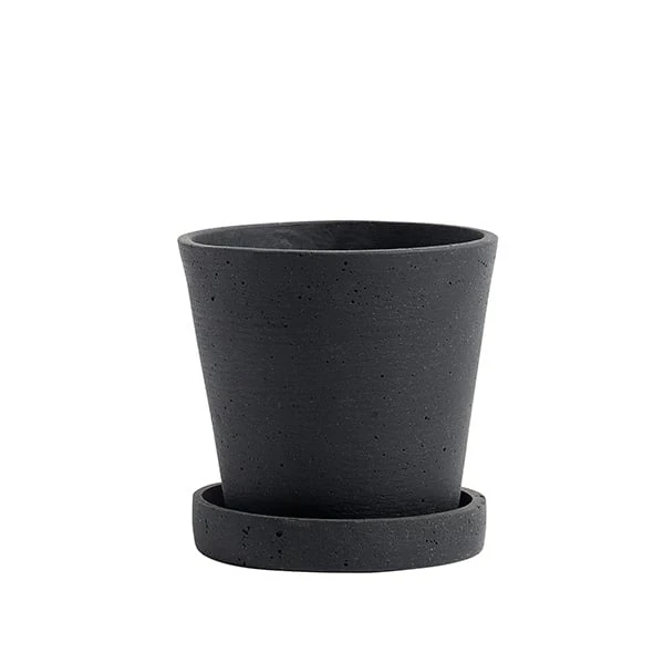 HAY Flowerpot And Saucer, S, Black 1 HAY Flowerpot And Saucer, S, Black