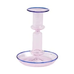 HAY Flare Candleholder, Medium, Pink With Blue Rim