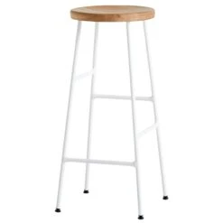 HAY Cornet Bar Stool, High, Cream White - Oiled Oak