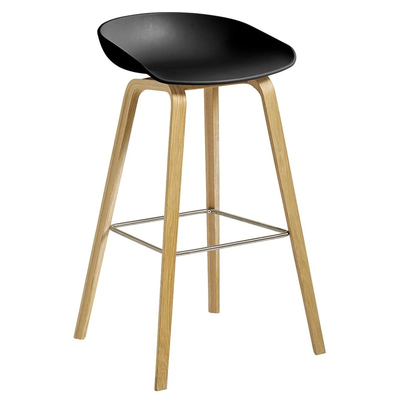 HAY About A Stool AAS32 Eco, 75 Cm, Lacquered Oak - Black 1 HAY About A Stool AAS32 Eco, 75 Cm, Lacquered Oak - Black