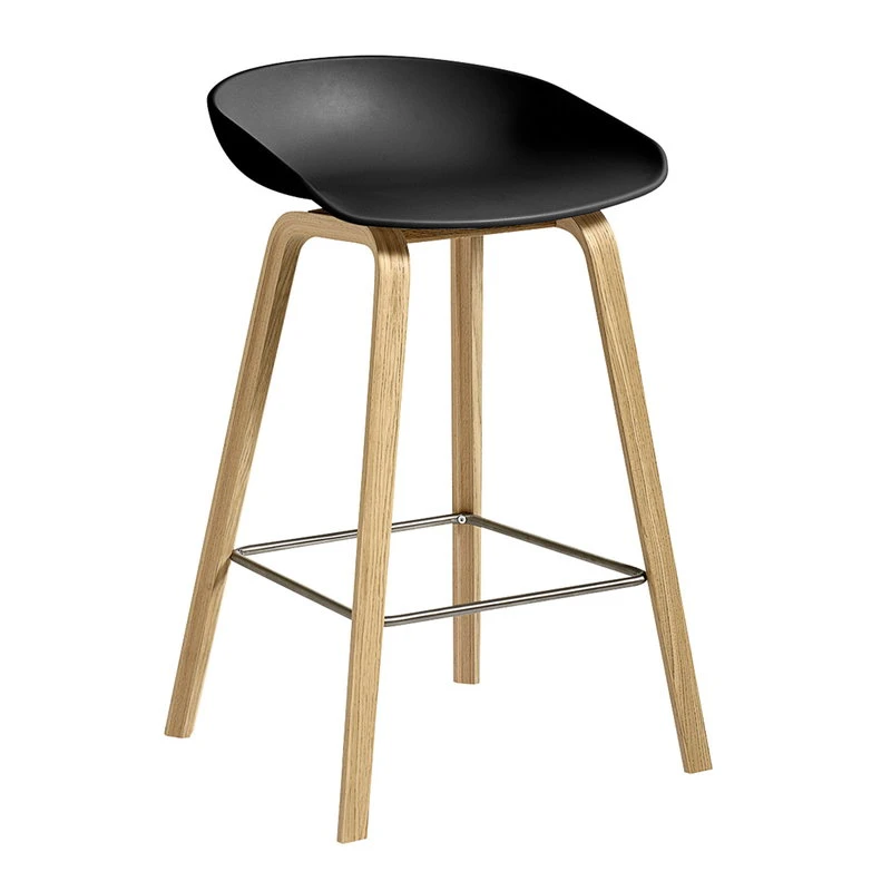HAY About A Stool AAS32 Eco, 65 Cm, Lacquered Oak - Black 1 HAY About A Stool AAS32 Eco, 65 Cm, Lacquered Oak - Black