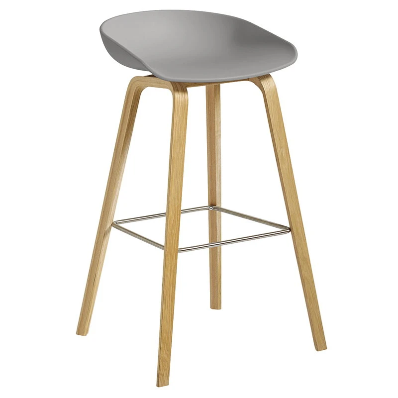 HAY About A Stool AAS32, 75 Cm, Lacquered Oak - Concrete Grey 1 HAY About A Stool AAS32, 75 Cm, Lacquered Oak - Concrete Grey