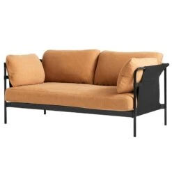HAY Can Sofa, 2-seater, Linara 142 - Black Canvas - Black Frame