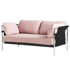 HAY Can Sofa, 2-seater, Linara 415 - Black Canvas - Chrome Frame