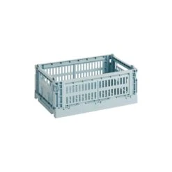 HAY Colour Crate, S, Recycled Plastic, Dusty Blue