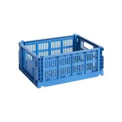 HAY Colour Crate, M, Recycled Plastic, Electric Blue