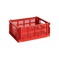HAY Colour Crate, M, Recycled Plastic, Red