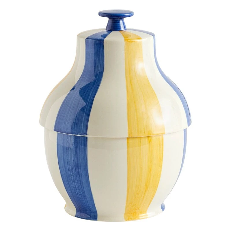HAY Sobremesa Stripe Cookie Jar, Blue - Yellow 1 HAY Sobremesa Stripe Cookie Jar, Blue - Yellow