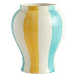 HAY Sobremesa Stripe Vase, L, Green - Yellow