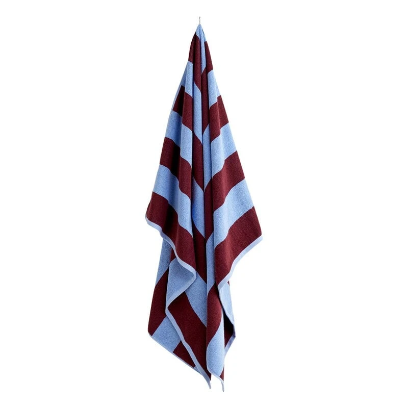 HAY Frotté Stripe Bath Sheet, Bordeaux - Sky Blue