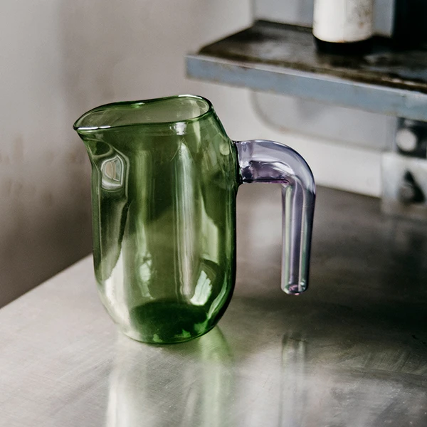 HAY Jug With Lilac Handle, L, Green 2 HAY Jug With Lilac Handle, L, Green - Image 2