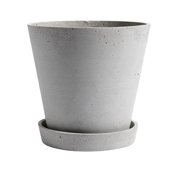 HAY Flowerpot And Saucer, XL, Grey 1 HAY Flowerpot And Saucer, XL, Grey