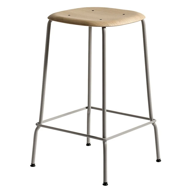 HAY Soft Edge 80 Bar Stool 65 Cm, Soft Grey - Lacquered Oak 1 HAY Soft Edge 80 Bar Stool 65 Cm, Soft Grey - Lacquered Oak