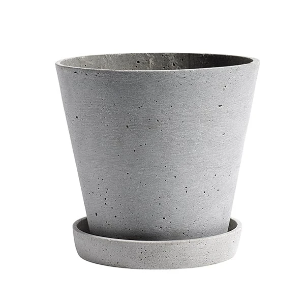 HAY Flowerpot And Saucer, L, Grey 1 HAY Flowerpot And Saucer, L, Grey