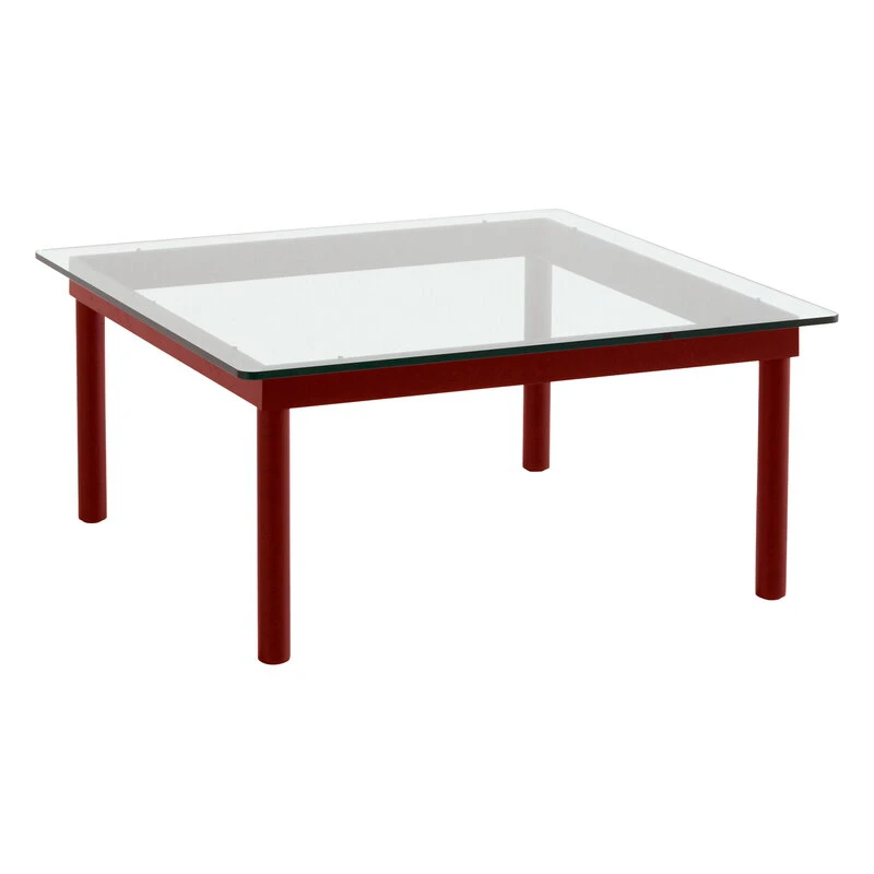 HAY Kofi Table 80 X 80 Cm, Barn Red Lacquered Oak - Clear Glass 1 HAY Kofi Table 80 X 80 Cm, Barn Red Lacquered Oak - Clear Glass