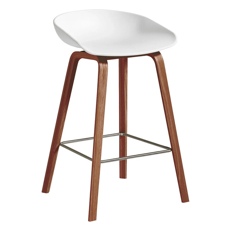 HAY About A Stool AAS32, 65 Cm, Lacquered Walnut - White 1 HAY About A Stool AAS32, 65 Cm, Lacquered Walnut - White