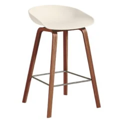 HAY About A Stool AAS32, 65 Cm, Lacquered Walnut - Cream White