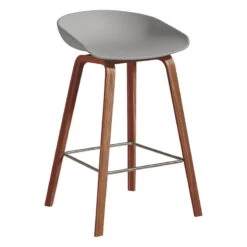 HAY About A Stool AAS32, 65 Cm, Lacquered Walnut - Concrete Grey