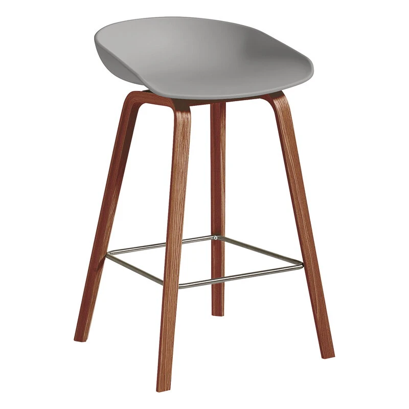 HAY About A Stool AAS32, 65 Cm, Lacquered Walnut - Concrete Grey 1 HAY About A Stool AAS32, 65 Cm, Lacquered Walnut - Concrete Grey