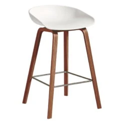 HAY About A Stool AAS32 Eco, 65 Cm, Lacquered Walnut - White