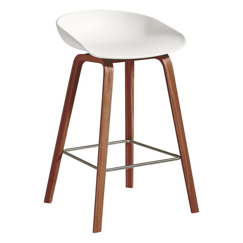 HAY About A Stool AAS32 Eco, 65 Cm, Lacquered Walnut - White 1 HAY About A Stool AAS32 Eco, 65 Cm, Lacquered Walnut - White