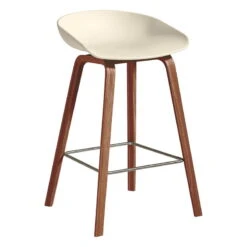 HAY About A Stool AAS32 Eco, 65 Cm, Lacquered Walnut - Cream White