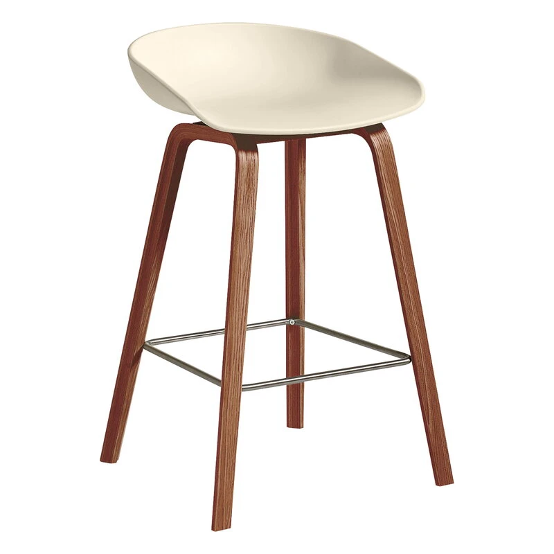 HAY About A Stool AAS32 Eco, 65 Cm, Lacquered Walnut - Cream White 1 HAY About A Stool AAS32 Eco, 65 Cm, Lacquered Walnut - Cream White