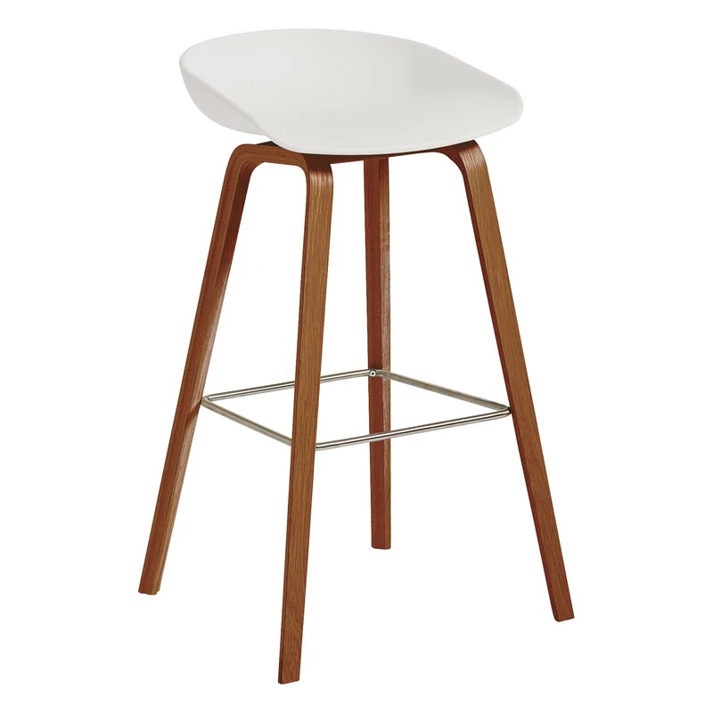 HAY About A Stool AAS32 Eco, 75 Cm, Lacquered Walnut - White 1 HAY About A Stool AAS32 Eco, 75 Cm, Lacquered Walnut - White