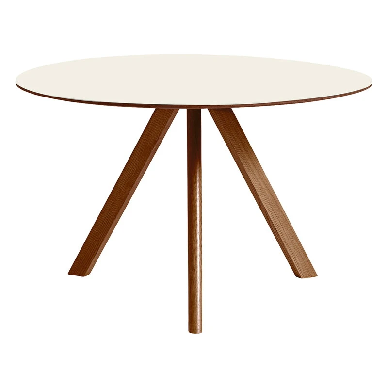 HAY CPH20 Round Table, 120 Cm, Lacquered Walnut - Off White Lino 1 HAY CPH20 Round Table, 120 Cm, Lacquered Walnut - Off White Lino