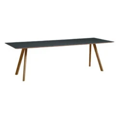 HAY CPH30 Table, 250 X 90 Cm, Lacquered Walnut - Dark Grey Lino