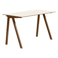 HAY CPH90 Desk, Lacquered Walnut - Off White Lino