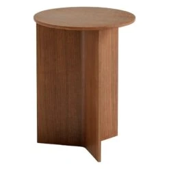 HAY Slit Wood Table, 35 Cm, High, Lacquered Walnut