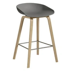 HAY About A Stool AAS32, 65 Cm, Lacquered Oak - Grey
