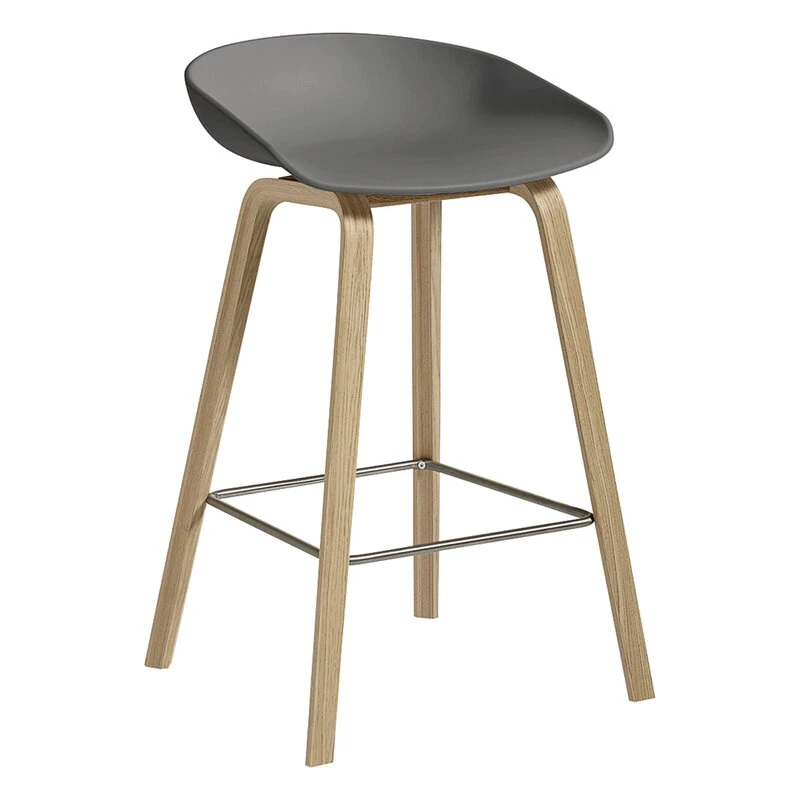 HAY About A Stool AAS32, 65 Cm, Lacquered Oak - Grey 1 HAY About A Stool AAS32, 65 Cm, Lacquered Oak - Grey