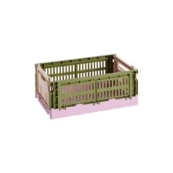 HAY Colour Crate Mix, S, Recycled Plastic, Olive - Powder
