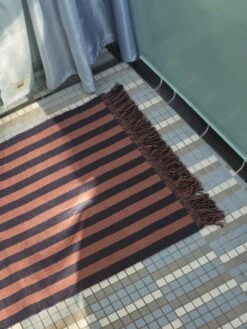 HAY Stripes And Stripes Rug, 65 X 300 Cm, Navy Cacao 9 HAY Stripes And Stripes Rug, 65 X 300 Cm, Navy Cacao -Hay Aquarelle vertical ice blue Stripes and Stripes navy cacao